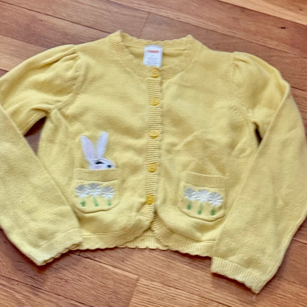 Gymboree 6 Girls’ Embroidered Scalloped Bunny Cardigan Sweater w/Pockets